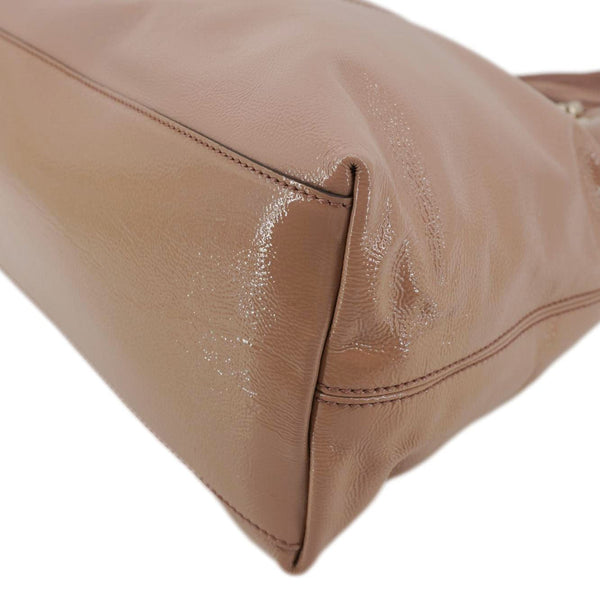 GUCCI Soho Medium Patent Leather Chain Tote Bag Beige 308982