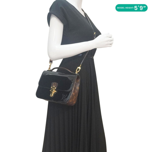 LOUIS VUITTON Cherrywood BB Monogram Vernis Crossbody Bag Black