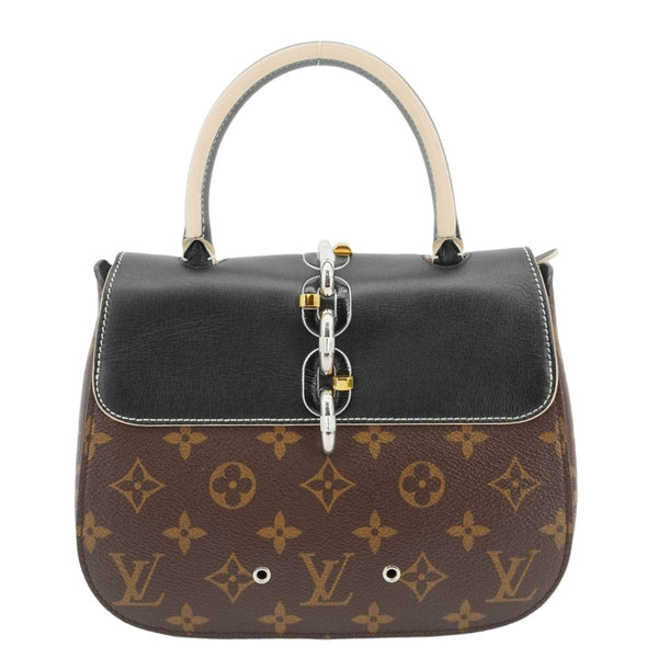LOUIS VUITTON Chain It Monogram Canvas Top Handle Crossbody Bag Brown