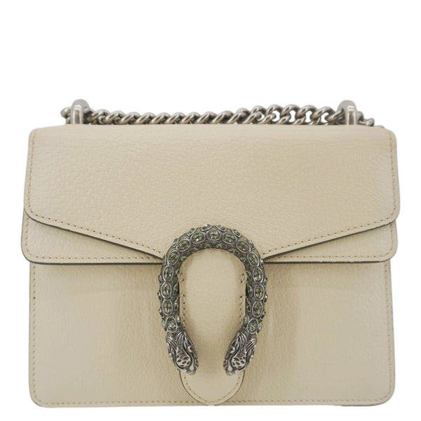 GUCCI Dionysus Mini Leather Crossbody Bag Cream 421970