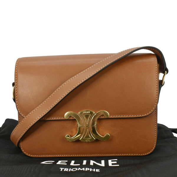 CELINE Teen Triomphe Leather Shoulder Bag Brown
