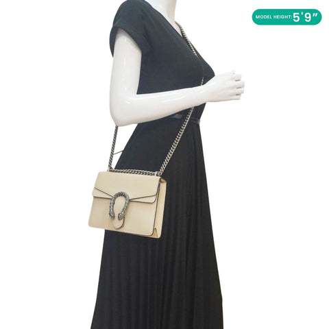 GUCCI Dionysus Mini Leather Crossbody Bag Cream 421970