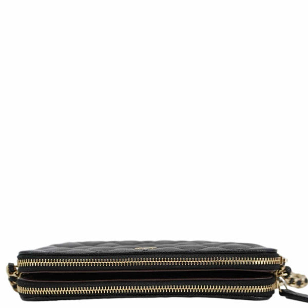 CHANEL Wallet on Chain Double Zip Caviar Leather Crossbody Bag Black