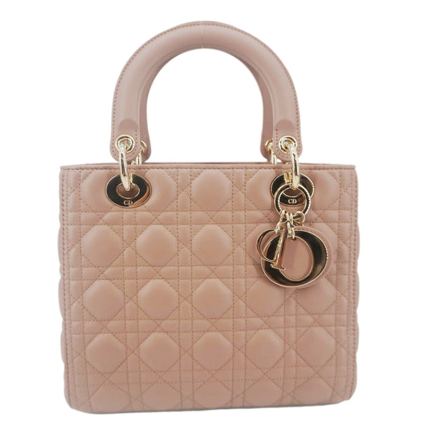 CHRISTIAN DIOR Lady Dior Medium Cannage Leather Crossbody Bag Rose Pink