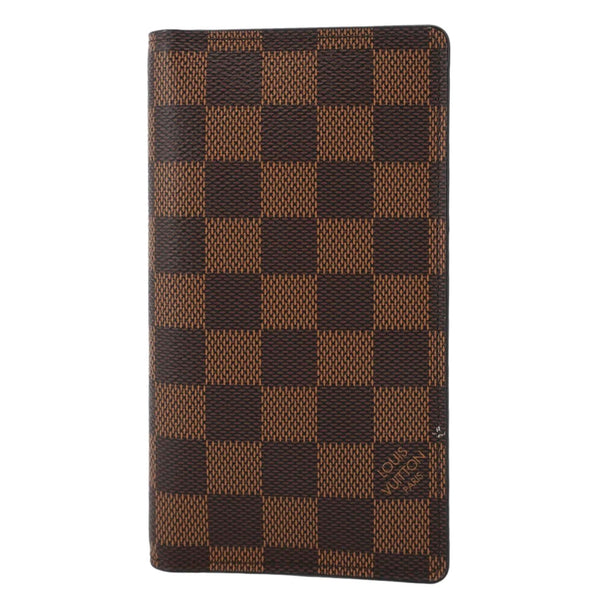 LOUIS VUITTON Simple Checkbook Cover Damier Ebene Wallet Brown