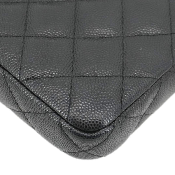 CHANEL Wallet on Chain Double Zip Caviar Leather Crossbody Bag Black