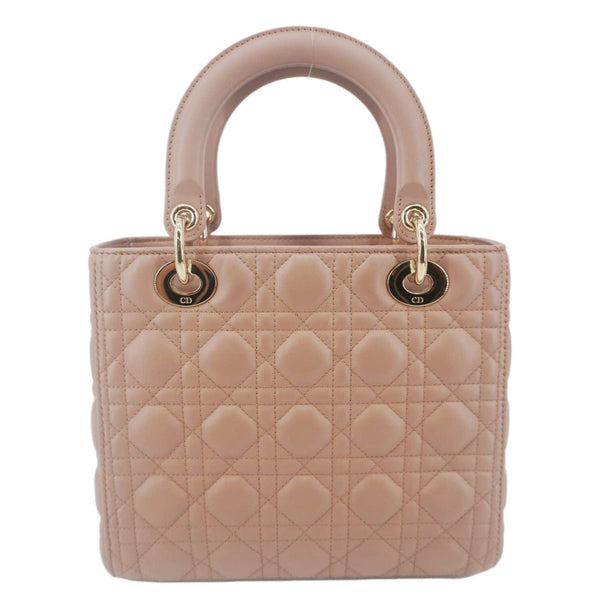 CHRISTIAN DIOR Lady Dior Medium Cannage Leather Crossbody Bag Rose Pink