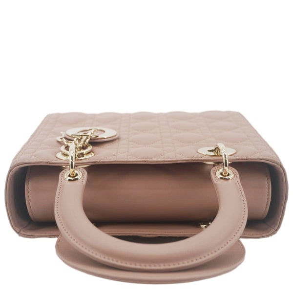 CHRISTIAN DIOR Lady Dior Medium Cannage Leather Crossbody Bag Rose Pink