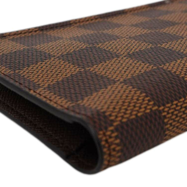 LOUIS VUITTON Simple Checkbook Cover Damier Ebene Wallet Brown