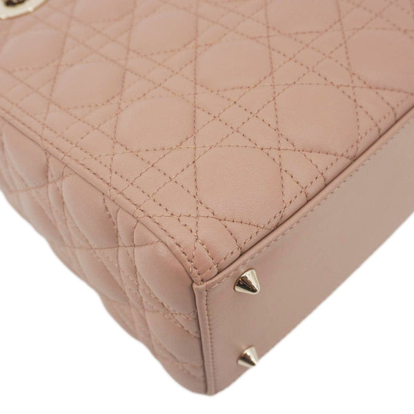 CHRISTIAN DIOR Lady Dior Medium Cannage Leather Crossbody Bag Rose Pink