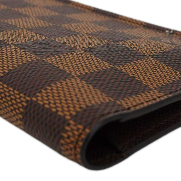 LOUIS VUITTON Simple Checkbook Cover Damier Ebene Wallet Brown