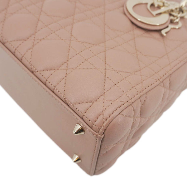 CHRISTIAN DIOR Lady Dior Medium Cannage Leather Crossbody Bag Rose Pink