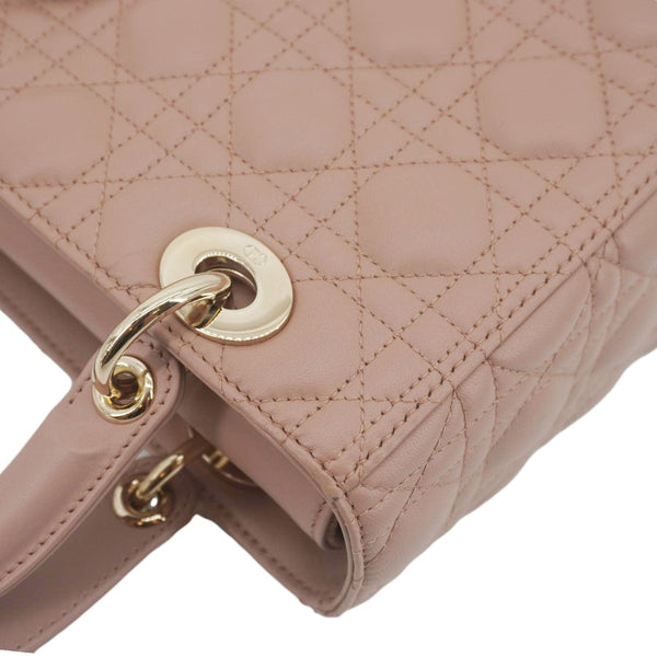 CHRISTIAN DIOR Lady Dior Medium Cannage Leather Crossbody Bag Rose Pink