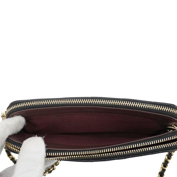 CHANEL Wallet on Chain Double Zip Caviar Leather Crossbody Bag Black