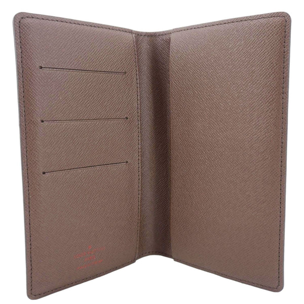 LOUIS VUITTON Simple Checkbook Cover Damier Ebene Wallet Brown