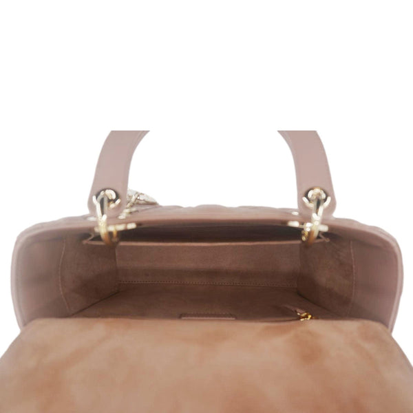 CHRISTIAN DIOR Lady Dior Medium Cannage Leather Crossbody Bag Rose Pink