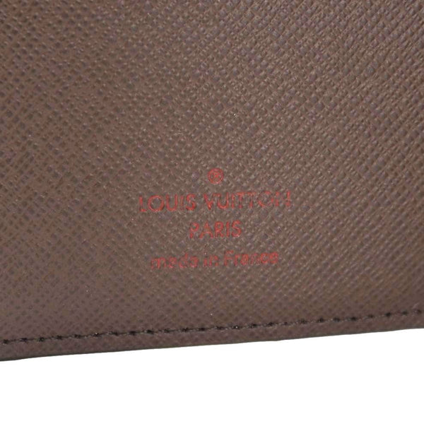 LOUIS VUITTON Simple Checkbook Cover Damier Ebene Wallet Brown