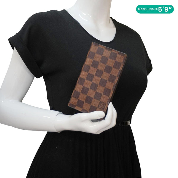 LOUIS VUITTON Simple Checkbook Cover Damier Ebene Wallet Brown