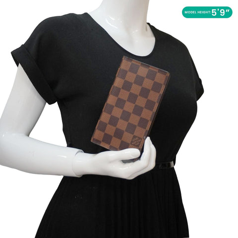 LOUIS VUITTON Simple Checkbook Cover Damier Ebene Wallet Brown