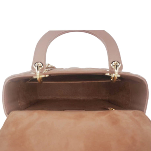 CHRISTIAN DIOR Lady Dior Medium Cannage Leather Crossbody Bag Rose Pink