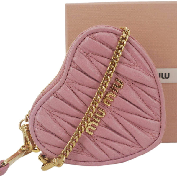 MIU MIU Heart-Shaped Matelasse Leather Coin Purse Pink