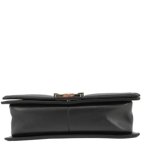 CHANEL Boy Flap Chevron Leather with Holographic PVC Crossbody Bag Black