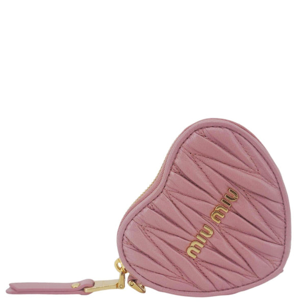 MIU MIU Heart-Shaped Matelasse Leather Coin Purse Pink