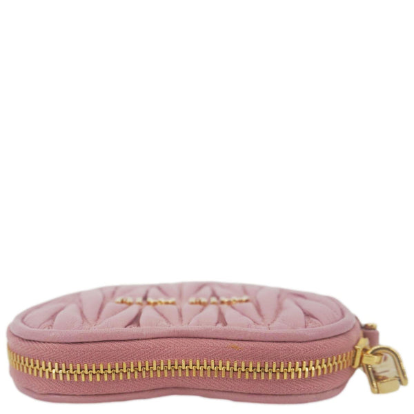 MIU MIU Heart-Shaped Matelasse Leather Coin Purse Pink