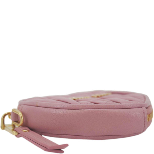 MIU MIU Heart-Shaped Matelasse Leather Coin Purse Pink