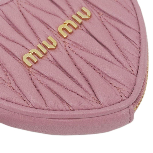 MIU MIU Heart-Shaped Matelasse Leather Coin Purse Pink