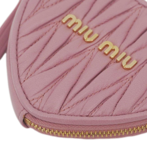 MIU MIU Heart-Shaped Matelasse Leather Coin Purse Pink