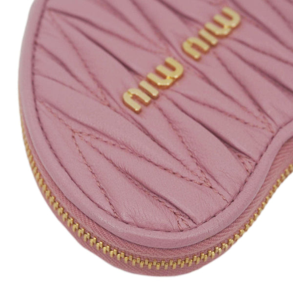 MIU MIU Heart-Shaped Matelasse Leather Coin Purse Pink