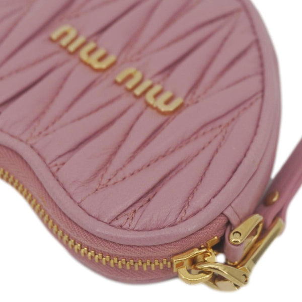 MIU MIU Heart-Shaped Matelasse Leather Coin Purse Pink