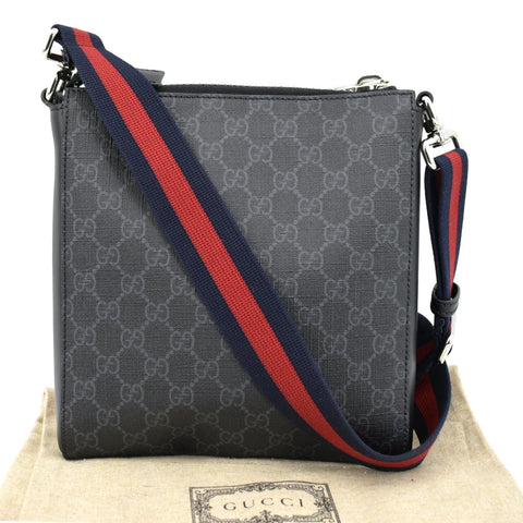 GUCCI Small GG Supreme Canvas Messenger Bag Black 523599