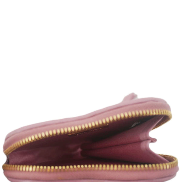 MIU MIU Heart-Shaped Matelasse Leather Coin Purse Pink