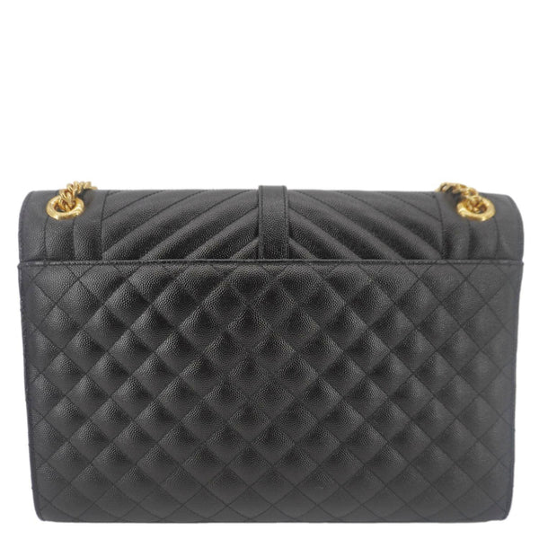 YVES SAINT LAURENT Envelope Flap Leather Chain Shoulder Bag Black