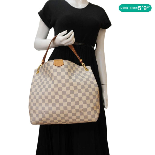 LOUIS VUITTON Graceful MM Damier Azur Shoulder Bag Rose Ballerine