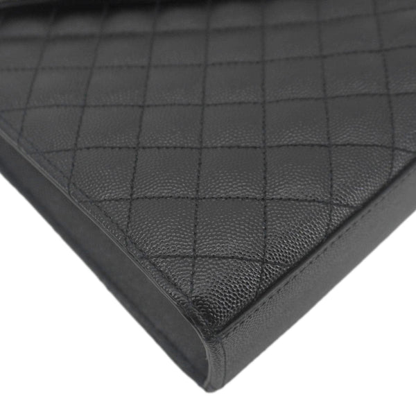 YVES SAINT LAURENT Envelope Flap Leather Chain Shoulder Bag Black