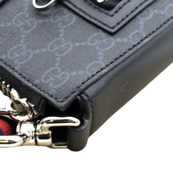 GUCCI Small GG Supreme Canvas Messenger Bag Black 523599
