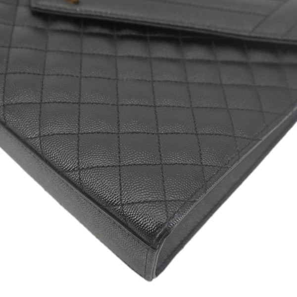 YVES SAINT LAURENT Envelope Flap Leather Chain Shoulder Bag Black