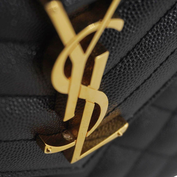 YVES SAINT LAURENT Envelope Flap Leather Chain Shoulder Bag Black