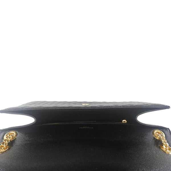 YVES SAINT LAURENT Envelope Flap Leather Chain Shoulder Bag Black