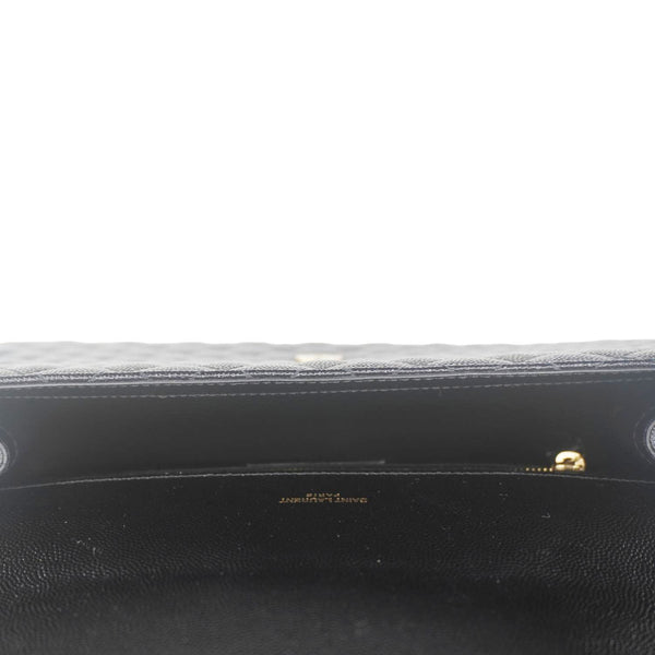 YVES SAINT LAURENT Envelope Flap Leather Chain Shoulder Bag Black