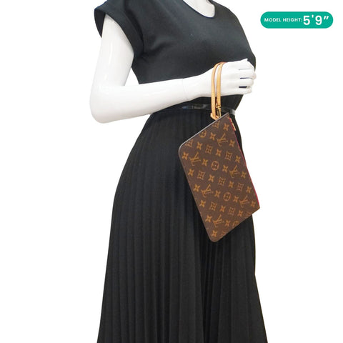 LOUIS VUITTON Monogram Canvas Wristlet Pouch Brown