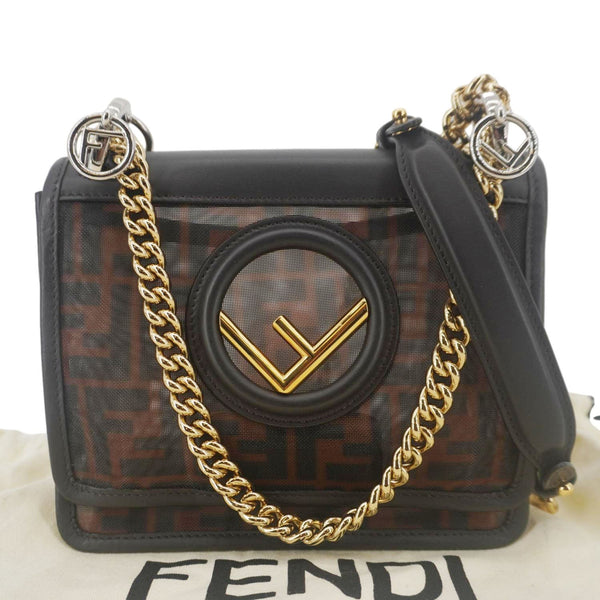 FENDI Kan I Small FF Mesh Nylon Crossbody Bag Brown