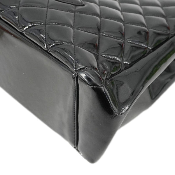 CHANEL Grand Shopping Patent Quilted Leather GST Tote Bag Black