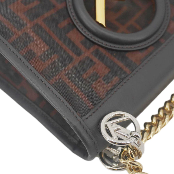 FENDI Kan I Small FF Mesh Nylon Crossbody Bag Brown