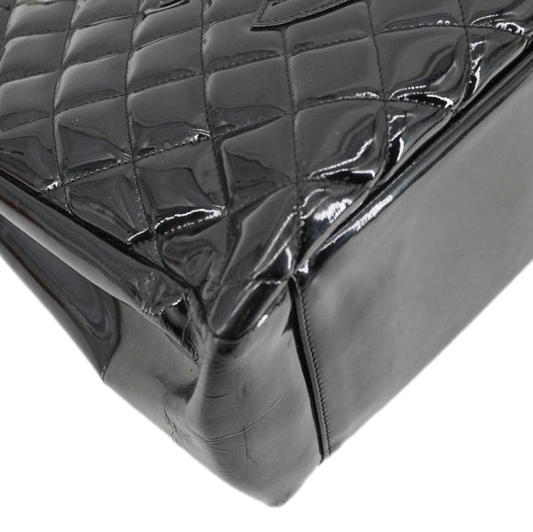 CHANEL Grand Shopping Patent Quilted Leather GST Tote Bag Black