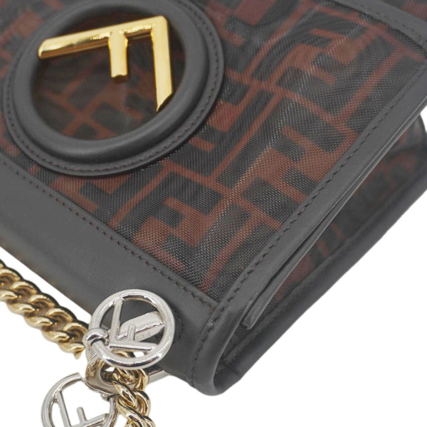 FENDI Kan I Small FF Mesh Nylon Crossbody Bag Brown