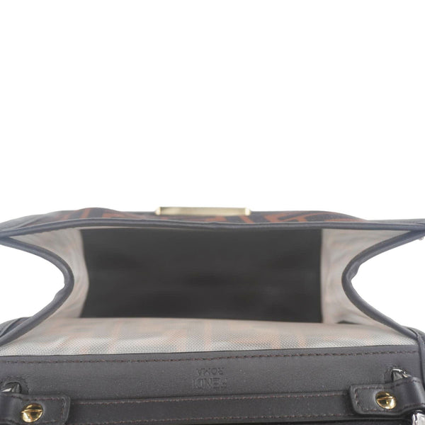 FENDI Kan I Small FF Mesh Nylon Crossbody Bag Brown